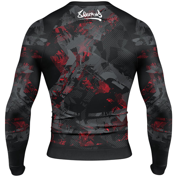 8 WEAPONS Rashguard, L/S, Hit 2.0, schwarz-rot