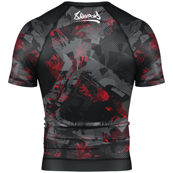 8 WEAPONS Rashguard, S/S, Hit 2.0, schwarz-rot