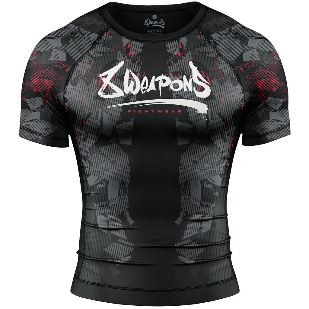 8 WEAPONS Rashguard, S/S, Hit 2.0, schwarz-rot