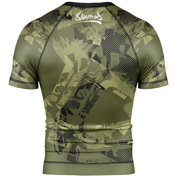 8 WEAPONS Rashguard, S/S, Hit 2.0, olive-schwarz