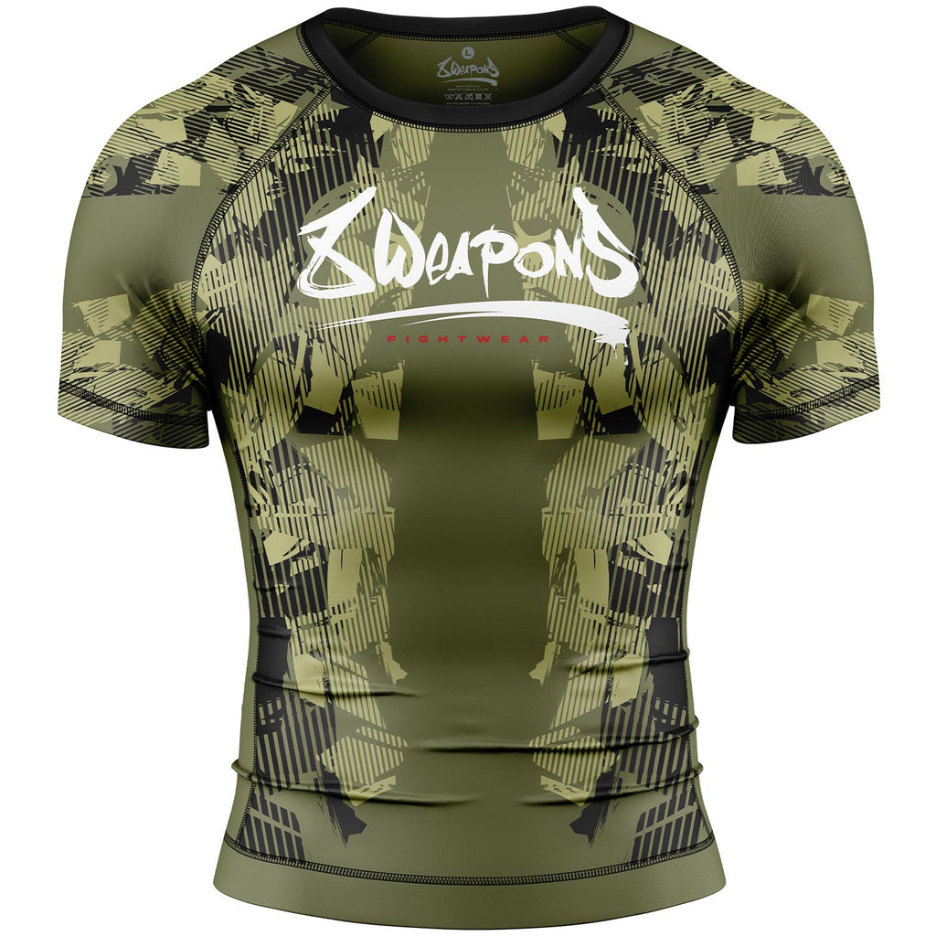 8 WEAPONS Rashguard, S/S, Hit 2.0, olive-schwarz